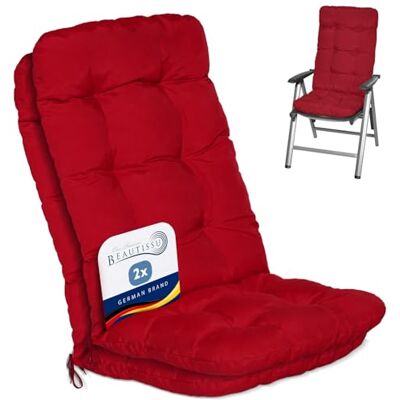 Beautissu Flair HL Kussen voor buiten, tuin, set met 2 kussens voor stoel, stoel of ligstoel, tuin, terras of balkon, 120 x 50 x 8 cm, hoge rugleuning, rood Beautissu Flair HL Kussen voor buiten, tuin, set met 2 kussens voor stoel, stoel of ligstoel, tuin, terras of balkon, 120 x 50 x 8 cm, hoge rugleuning, rood