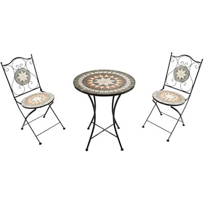 AXI Amélie Bistrotafel en stoel, 2 stoelen, 1 tafel, bistroset voor buiten, mozaïek, grijs/bruin, tuinmeubelen, bistrotafel, mozaïek voor tuin/balkon/terras AXI Amélie Bistrotafel en stoel, 2 stoelen, 1 tafel, bistroset voor buiten, mozaïek, grijs/bruin, tuinmeubelen, bistrotafel, mozaïek voor tuin/balkon/terras