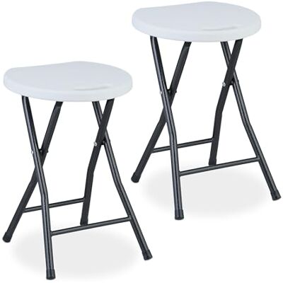 Relaxdays HLP Klapkruk, set van 2, 46 x 31 x 30 cm, tuinstoel, terras, balkon, handgreep, wit Relaxdays HLP Klapkruk, set van 2, 46 x 31 x 30 cm, tuinstoel, terras, balkon, handgreep, wit
