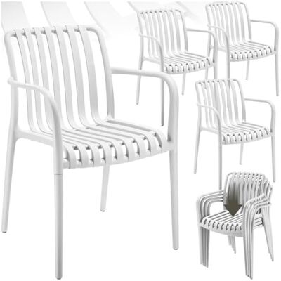 tectake Set van 4 tuinstoelen met armleuningen, tuintafel of camping, stapelbaar, terras of balkon, weerbestendig en uv-bestendig, crème tectake Set van 4 tuinstoelen met armleuningen, tuintafel of camping, stapelbaar, terras of balkon, weerbestendig en uv-bestendig, crème