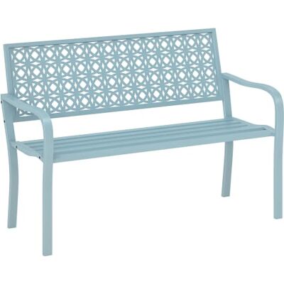 Outsunny Tuinbank, 2-zits, geperforeerde rugleuning, 127 x 63 x 85 cm Staal tuinbank voor buiten, voor balkon, terras, terras, veranda, gazon Outsunny Tuinbank, 2-zits, geperforeerde rugleuning, 127 x 63 x 85 cm Staal tuinbank voor buiten, voor balkon, terras, terras, veranda, gazon