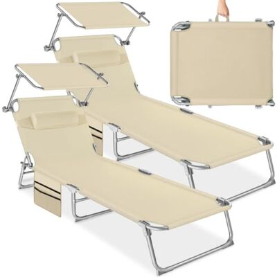tectake ® Set van 2 ligstoelen, inklapbaar, voor buiten, met zonneklep, hoofdsteun, ligstoel, kantelbaar, ontspanning, tuin, camping, tuinmeubelen, buiten tectake ® Set van 2 ligstoelen, inklapbaar, voor buiten, met zonneklep, hoofdsteun, ligstoel, kantelbaar, ontspanning, tuin, camping, tuinmeubelen, buiten