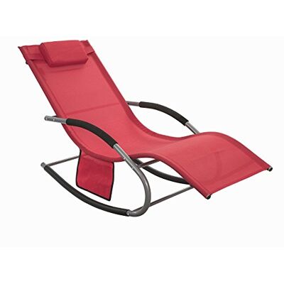 SoBuy OGS28-R schommelstoel, ligstoel voor in de tuin met voetensteun, zonnebed, rood SoBuy OGS28-R schommelstoel, ligstoel voor in de tuin met voetensteun, zonnebed, rood