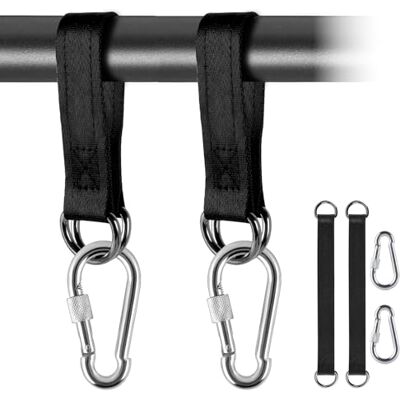 Bahan alamy Set van 2 hangmatbevestigingen, schommel, nylon riem met 2 robuuste karabijnhaken en D-ringen voor schommels, hangmatten Bahan alamy Set van 2 hangmatbevestigingen, schommel, nylon riem met 2 robuuste karabijnhaken en D-ringen voor schommels, hangmatten