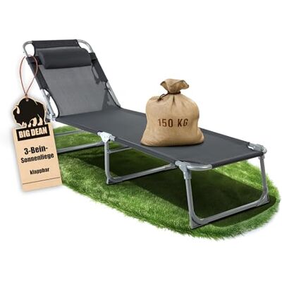 BigDean Opvouwbare ligstoel, 150 kg, 4-voudig verstelbaar kussen, zwart BigDean Opvouwbare ligstoel, 150 kg, 4-voudig verstelbaar kussen, zwart