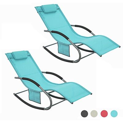 SoBuy 2xOGS28-HB set van 2 schommelstoelen, tuinstoelen met voetsteunen, ligstoelen, schommelstoel turkoois SoBuy 2xOGS28-HB set van 2 schommelstoelen, tuinstoelen met voetsteunen, ligstoelen, schommelstoel turkoois