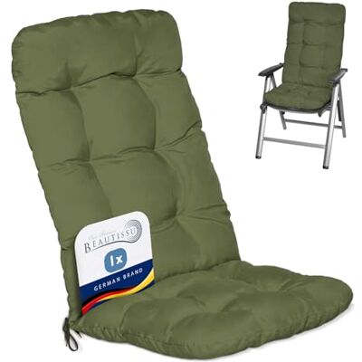 Beautissu Kussen voor buiten, tuin, 8 stuks, stoel, ligstoel, balkon 120 x 50 x 8 cm, olijfgroen, hoge rugleuning, voor terras, buiten, zitkussens, Flair HL Beautissu Kussen voor buiten, tuin, 8 stuks, stoel, ligstoel, balkon 120 x 50 x 8 cm, olijfgroen, hoge rugleuning, voor terras, buiten, zitkussens, Flair HL