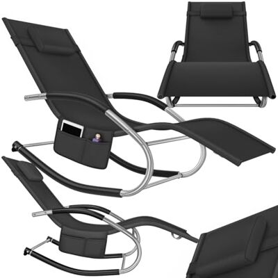 tectake Taya Ligstoel, ergonomische ligstoel voor tuin, terras, balkon, relaxstoel met schommelfunctie, tuinstoel met armleuningen, hoofdsteun, opbergvak tectake Taya Ligstoel, ergonomische ligstoel voor tuin, terras, balkon, relaxstoel met schommelfunctie, tuinstoel met armleuningen, hoofdsteun, opbergvak