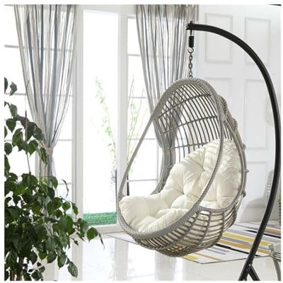 QLXYYFC Dikke waterdichte hangmand stoelkussen, hangmat, schommel, patio stoelkussen, zacht eivormig, voor binnen en buiten (kleur: wit, maat: 90 x 120 cm) QLXYYFC Dikke waterdichte hangmand stoelkussen, hangmat, schommel, patio stoelkussen, zacht eivormig, voor binnen en buiten (kleur: wit, maat: 90 x 120 cm)
