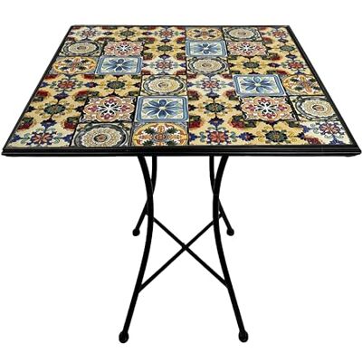 AXI Camilla Yellow Breeze mozaïek bistrotafel Buitentafel, vierkant, keramische tegels, 60 x 60 x 75 cm AXI Camilla Yellow Breeze mozaïek bistrotafel Buitentafel, vierkant, keramische tegels, 60 x 60 x 75 cm