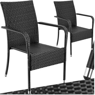 tectake ® Girona Tuinstoelen, zwart, stapelbare armleuningen, set voor tuintafel of camping, terras of balkon, robuust tectake ® Girona Tuinstoelen, zwart, stapelbare armleuningen, set voor tuintafel of camping, terras of balkon, robuust