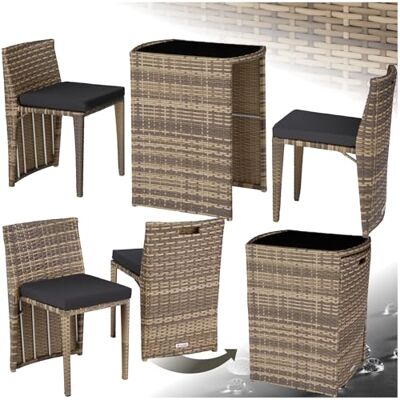 tectake Tuinset voor buiten, van rotan en staal, weerbestendig, 2 stoelen met kussens, glazen tafel, eenvoudig te monteren en te reinigen, naturel tectake Tuinset voor buiten, van rotan en staal, weerbestendig, 2 stoelen met kussens, glazen tafel, eenvoudig te monteren en te reinigen, naturel