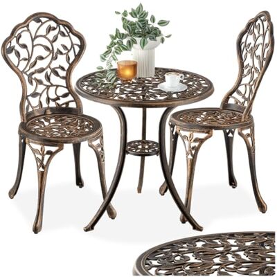 tectake Tuinmeubelset van aluminium en metaal 1 balkonbijzettafel en 2 tuinstoelen, terrasmeubels, klein balkon, serre, vintage tuindecoratie tectake Tuinmeubelset van aluminium en metaal 1 balkonbijzettafel en 2 tuinstoelen, terrasmeubels, klein balkon, serre, vintage tuindecoratie