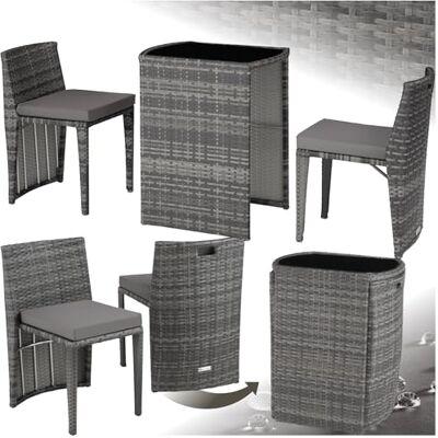 tectake Tuinset van rieten Hamburg Balkonset 2 stoelen/1 tafel met glasplaat verschillende kleuren (grijs) tectake Tuinset van rieten Hamburg Balkonset 2 stoelen/1 tafel met glasplaat verschillende kleuren (grijs)