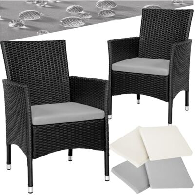 tectake Tuinstoelen van wilgentenen Set van 2 UV-bestendig Stalen frame Afneembare regenbestendige hoezen in 2 kleuren Voor terras of balkon Zwart tectake Tuinstoelen van wilgentenen Set van 2 UV-bestendig Stalen frame Afneembare regenbestendige hoezen in 2 kleuren Voor terras of balkon Zwart
