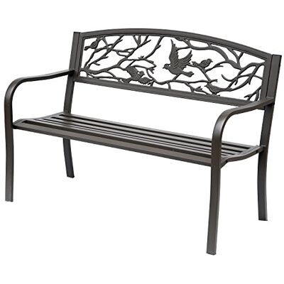 Outsunny Tuinbank, 3-zits, terras, landelijke stijl, chic, 127 x 60 x 85 cm, metaal, epoxy, corrosiebestendig, bruin Outsunny Tuinbank, 3-zits, terras, landelijke stijl, chic, 127 x 60 x 85 cm, metaal, epoxy, corrosiebestendig, bruin