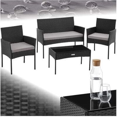 tectake ® Rieten set – meubels voor balkon – tuinmeubelen voor 4 personen – meubelset met bank – tafel en stoelen tectake ® Rieten set – meubels voor balkon – tuinmeubelen voor 4 personen – meubelset met bank – tafel en stoelen