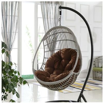 QLXYYFC Dikke waterdichte hangmand stoelkussen, hangmat, schommel, patio stoelkussen, zacht eivormig, voor binnen en buiten (kleur: koffie, maat: 90 x 120 cm QLXYYFC Dikke waterdichte hangmand stoelkussen, hangmat, schommel, patio stoelkussen, zacht eivormig, voor binnen en buiten (kleur: koffie, maat: 90 x 120 cm