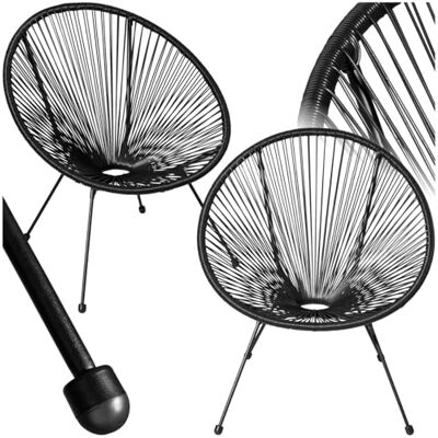 tectake Acapulco Set van 2 retro design stoelen voor binnen en buiten Voor tuin, serre, terras of balkon Zwart tectake Acapulco Set van 2 retro design stoelen voor binnen en buiten Voor tuin, serre, terras of balkon Zwart