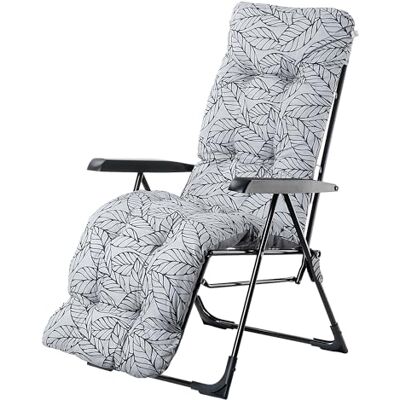KADAX Tuinstoel met verstelbare rugleuning, relaxstoel van gepoedercoat staal, inklapbaar, draagvermogen tot 110 kg, ligstoel met kussen, wit/grijs, L vierkant KADAX Tuinstoel met verstelbare rugleuning, relaxstoel van gepoedercoat staal, inklapbaar, draagvermogen tot 110 kg, ligstoel met kussen, wit/grijs, L vierkant