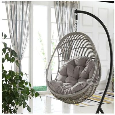 QLXYYFC Dikke waterdichte hangmand stoelkussen, hangmat, schommel, patio stoelkussen, zacht eivormig, voor binnen en buiten (kleur: grijs, maat: 90 x 120 cm) QLXYYFC Dikke waterdichte hangmand stoelkussen, hangmat, schommel, patio stoelkussen, zacht eivormig, voor binnen en buiten (kleur: grijs, maat: 90 x 120 cm)