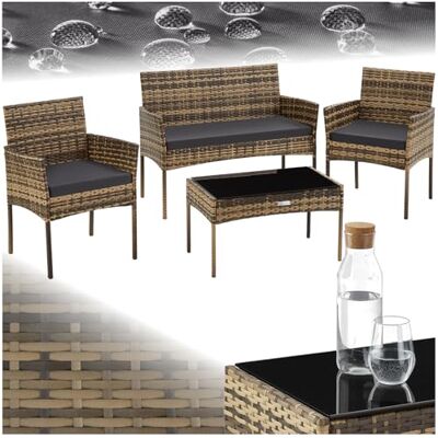 tectake ® Tuinset van wilgenhout, voor balkon, tuinmeubelen, 4 personen, meubelset met loungebank tectake ® Tuinset van wilgenhout, voor balkon, tuinmeubelen, 4 personen, meubelset met loungebank