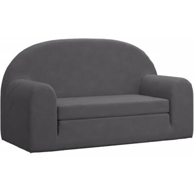 vidaXL Slaapbank voor kinderen, 2-zits, dagbed met rugleuning en armleuningen, logeerbed voor peuters, slaapkamer, woonkamer, antraciet, zacht pluche vidaXL Slaapbank voor kinderen, 2-zits, dagbed met rugleuning en armleuningen, logeerbed voor peuters, slaapkamer, woonkamer, antraciet, zacht pluche