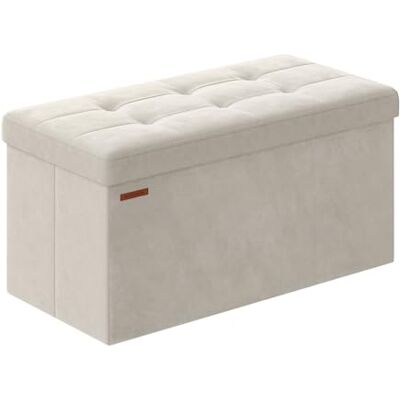 SONGMICS Opbergrek, opvouwbare zitzak, 38 x 76 x 38 cm, bedpunt, voetensteun, opbergdoos, belastbaar tot 300 kg, voor woonkamer, slaapkamer, entree, crèmewit LSF247W01 SONGMICS Opbergrek, opvouwbare zitzak, 38 x 76 x 38 cm, bedpunt, voetensteun, opbergdoos, belastbaar tot 300 kg, voor woonkamer, slaapkamer, entree, crèmewit LSF247W01