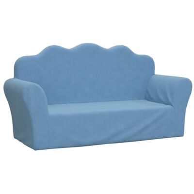 vidaXL Kinderbank, 2-zits, dagbed met rugleuning en armleuningen, logeerbed voor peuters, woonkamer, blauw, zacht pluche vidaXL Kinderbank, 2-zits, dagbed met rugleuning en armleuningen, logeerbed voor peuters, woonkamer, blauw, zacht pluche