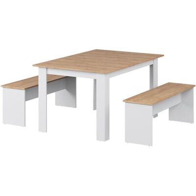 Vicco Sentio hoekbankset wit/eiken 137,6 x 92,8 Met 2 banken, voor ruimtebesparend gebruik in de eetkamer en keuken Vicco Sentio hoekbankset wit/eiken 137,6 x 92,8 Met 2 banken, voor ruimtebesparend gebruik in de eetkamer en keuken