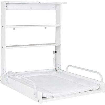 roba Wandcommode van hout, wit, gelakt, met wisselmatras, 2 praktische roba Wandcommode van hout, wit, gelakt, met wisselmatras, 2 praktische