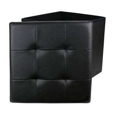 HOME DECO FACTORY HD3400 Zitzak, opbergbox, opvouwbaar, vierkant, kunstleer, gevoerd, 38 x 38 x 38 cm, zwart HOME DECO FACTORY HD3400 Zitzak, opbergbox, opvouwbaar, vierkant, kunstleer, gevoerd, 38 x 38 x 38 cm, zwart