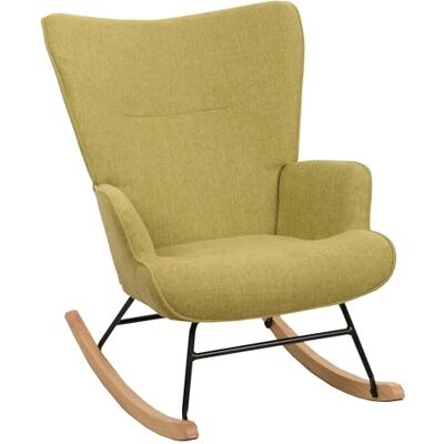 Mendler HWC-N14 Schommelstoel, relaxstoel, televisiestoel, massief hout, metaal, stof/textiel, 320 g/m², groen Mendler HWC-N14 Schommelstoel, relaxstoel, televisiestoel, massief hout, metaal, stof/textiel, 320 g/m², groen