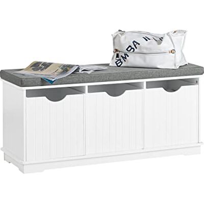 SoBuy ® FSR30-W Speelgoedkist Speelgoedkist Kast Bank met 3 manden bank met Entreekast met gevoerd kussen, 5 cm, 3 afneembare manden, MDF, belasting 90 kg, wit FSR30-W SoBuy ® FSR30-W Speelgoedkist Speelgoedkist Kast Bank met 3 manden bank met Entreekast met gevoerd kussen, 5 cm, 3 afneembare manden, MDF, belasting 90 kg, wit FSR30-W