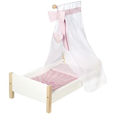 roba Scarlett poppenbed van hout, inclusief roze textiel, deken + kussen + hemel, wit/naturel roba Scarlett poppenbed van hout, inclusief roze textiel, deken + kussen + hemel, wit/naturel