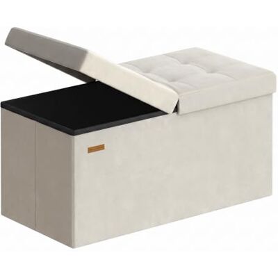 SONGMICS Fluwelen opbergpoef, opvouwbare bank met deksel, 89 l ISLAND LSF048LH01 Poef met opbergruimte, 38 x 76 x 38 cm, 300 kg, voor woonkamer, slaapkamer, cappuccinobeige en inkt zwart SONGMICS Fluwelen opbergpoef, opvouwbare bank met deksel, 89 l ISLAND LSF048LH01 Poef met opbergruimte, 38 x 76 x 38 cm, 300 kg, voor woonkamer, slaapkamer, cappuccinobeige en inkt zwart