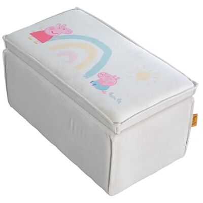 roba Peppa Pig Speelgoedbank voor kinderen, kruk van hout en fluweel voor baby's vanaf 18 maanden, gevoerde opbergdoos, eenvoudige reiniging, beige/motief roba Peppa Pig Speelgoedbank voor kinderen, kruk van hout en fluweel voor baby's vanaf 18 maanden, gevoerde opbergdoos, eenvoudige reiniging, beige/motief