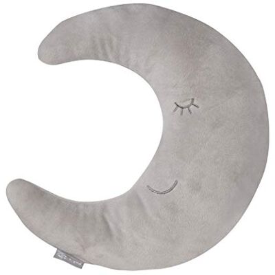 roba Style maanvormig decoratief kussen voor kinderkamer, pluche kussen, geborduurd gezicht, zilvergrijs roba Style maanvormig decoratief kussen voor kinderkamer, pluche kussen, geborduurd gezicht, zilvergrijs