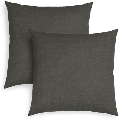 sleepling Set van 2 bankkussens, 40 x 40 cm, kussen met vulling en overtrek in robuuste meubelstof voor bank, donkergrijs sleepling Set van 2 bankkussens, 40 x 40 cm, kussen met vulling en overtrek in robuuste meubelstof voor bank, donkergrijs