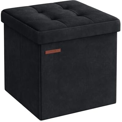 SONGMICS LSF227B01 Zitzak, kleine opvouwbare zitzak, 38 x 38 cm, opbergdoos, belastbaar tot 300 kg, voor woonkamer, slaapkamer, slaapzaal, inktzwart SONGMICS LSF227B01 Zitzak, kleine opvouwbare zitzak, 38 x 38 cm, opbergdoos, belastbaar tot 300 kg, voor woonkamer, slaapkamer, slaapzaal, inktzwart