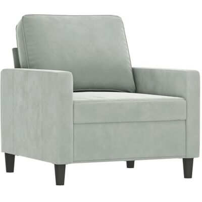 vidaXL Fauteuil lichtgrijs 60 cm stof, fluweel vidaXL Fauteuil lichtgrijs 60 cm stof, fluweel