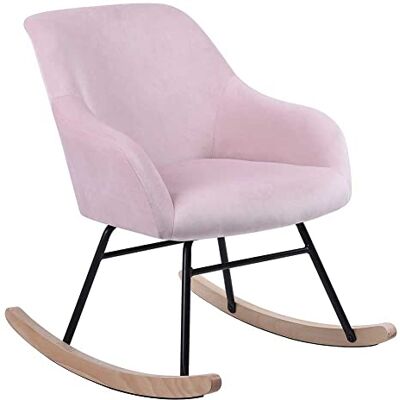 BAKAJI Relax Casa schommelstoel met stoffen bekleding, gestoffeerde houtstructuur, metalen poten, houten bodem, afmetingen 60 x 78 x 78 cm, modern Scandinavisch design (roze) BAKAJI Relax Casa schommelstoel met stoffen bekleding, gestoffeerde houtstructuur, metalen poten, houten bodem, afmetingen 60 x 78 x 78 cm, modern Scandinavisch design (roze)