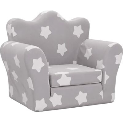 vidaXL Slaapbank voor kinderen, dagbed met rugleuning en armleuningen, logeerbed voor peuters, slaapkamer, lichtgrijs met sterren, zacht pluche vidaXL Slaapbank voor kinderen, dagbed met rugleuning en armleuningen, logeerbed voor peuters, slaapkamer, lichtgrijs met sterren, zacht pluche