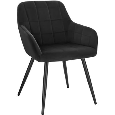WOLTU BH93Sz-1, keukenstoel van fluweel, metalen poten, eetstoel, zwart, 1 stuk WOLTU BH93Sz-1, keukenstoel van fluweel, metalen poten, eetstoel, zwart, 1 stuk
