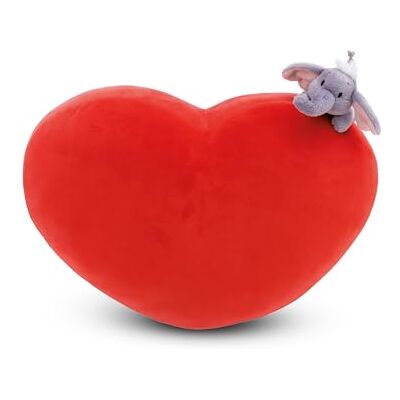 NICI Love Olifant kussen in hartvorm 42x27 cm met rode olifant knuffeldier zachte pluche kussens voor jongens, meisjes, baby's ideaal voor thuis 61491 NICI Love Olifant kussen in hartvorm 42x27 cm met rode olifant knuffeldier zachte pluche kussens voor jongens, meisjes, baby's ideaal voor thuis 61491