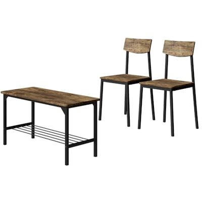 Vicco Bank en stoel "Fyrk", zwart/rustiek eiken, 85 x 46 cm 3-delig, geschikt voor eetkamer, keuken of overdekte buitenruimtes Vicco Bank en stoel "Fyrk", zwart/rustiek eiken, 85 x 46 cm 3-delig, geschikt voor eetkamer, keuken of overdekte buitenruimtes