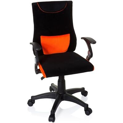 hjh OFFICE 670480 Kinderbureaustoel KIDDY PRO AL zwart/oranje, gestoffeerde zitting met armleuningen, lendensteun kussen geïntegreerd in de rugleuning, ergonomisch en comfortabel hjh OFFICE 670480 Kinderbureaustoel KIDDY PRO AL zwart/oranje, gestoffeerde zitting met armleuningen, lendensteun kussen geïntegreerd in de rugleuning, ergonomisch en comfortabel
