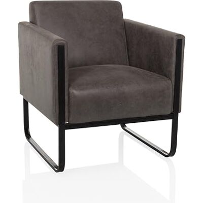 hjh OFFICE Aruba Retro Loungestoel, 1-zits, moderne loungebank in trendy design, gevoerde zitting, bekleding van onderhoudsvriendelijk kunstleer, grijs hjh OFFICE Aruba Retro Loungestoel, 1-zits, moderne loungebank in trendy design, gevoerde zitting, bekleding van onderhoudsvriendelijk kunstleer, grijs