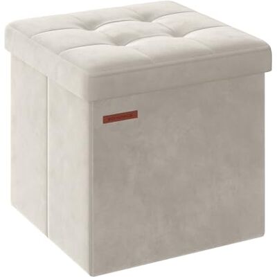 SONGMICS LSF227W01 Zitzak, kleine opvouwbare zitzak, 38 x 38 cm, opbergdoos, tot 300 kg belastbaar, voor woonkamer, slaapkamer, slaapzaal, crèmewit SONGMICS LSF227W01 Zitzak, kleine opvouwbare zitzak, 38 x 38 cm, opbergdoos, tot 300 kg belastbaar, voor woonkamer, slaapkamer, slaapzaal, crèmewit
