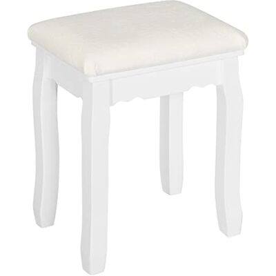 WOLTU Witte Aankleedkruk, Gestoffeerde Make-up Stoel, Poef Bank Piano Barok Stijl, Slaapkamer, Massief Houten Poten, Fluwelen Bekleding, 38x28.5x45cm, MB6095ws WOLTU Witte Aankleedkruk, Gestoffeerde Make-up Stoel, Poef Bank Piano Barok Stijl, Slaapkamer, Massief Houten Poten, Fluwelen Bekleding, 38x28.5x45cm, MB6095ws